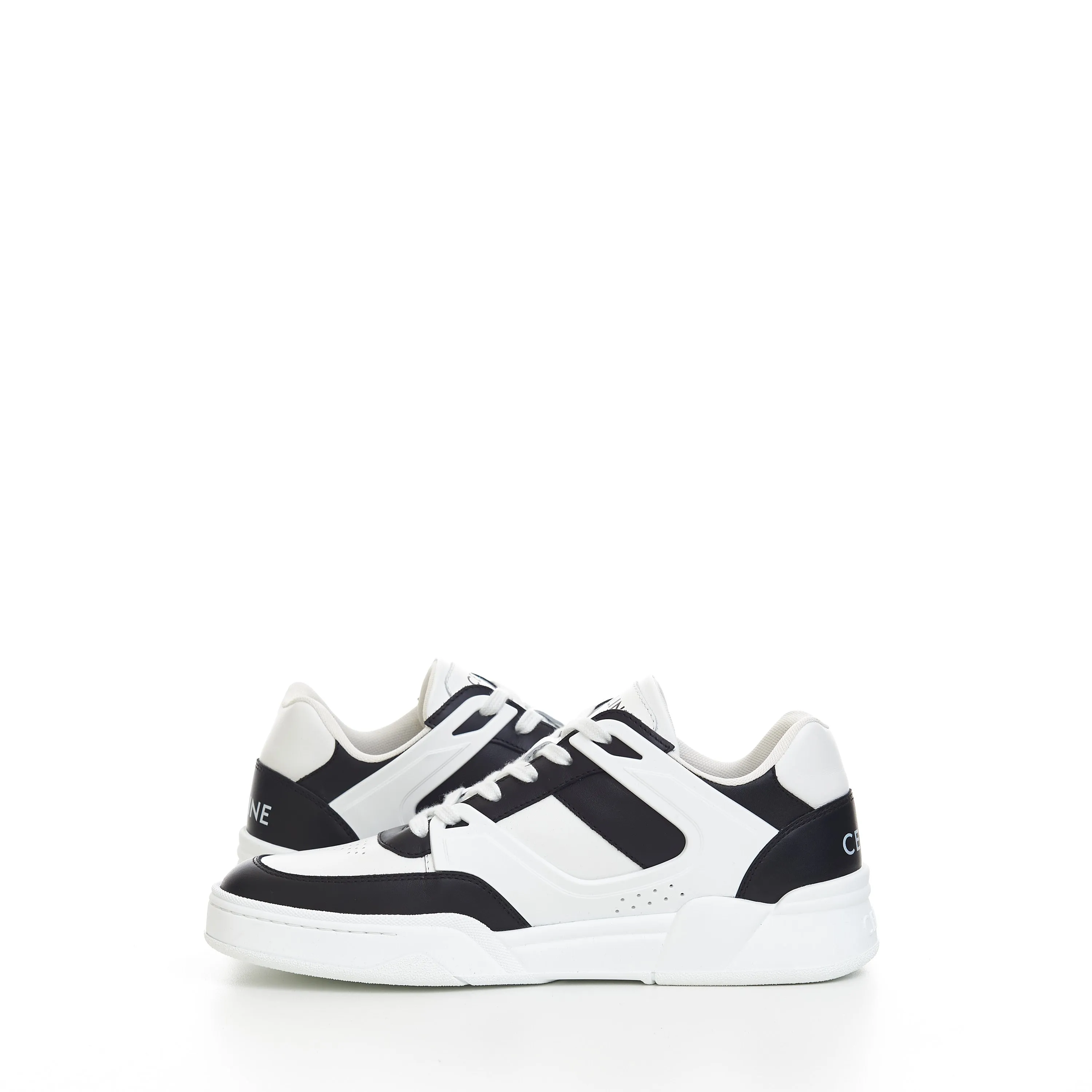 CT-07 Low Top Sneaker In Optic White & Black Calfskin