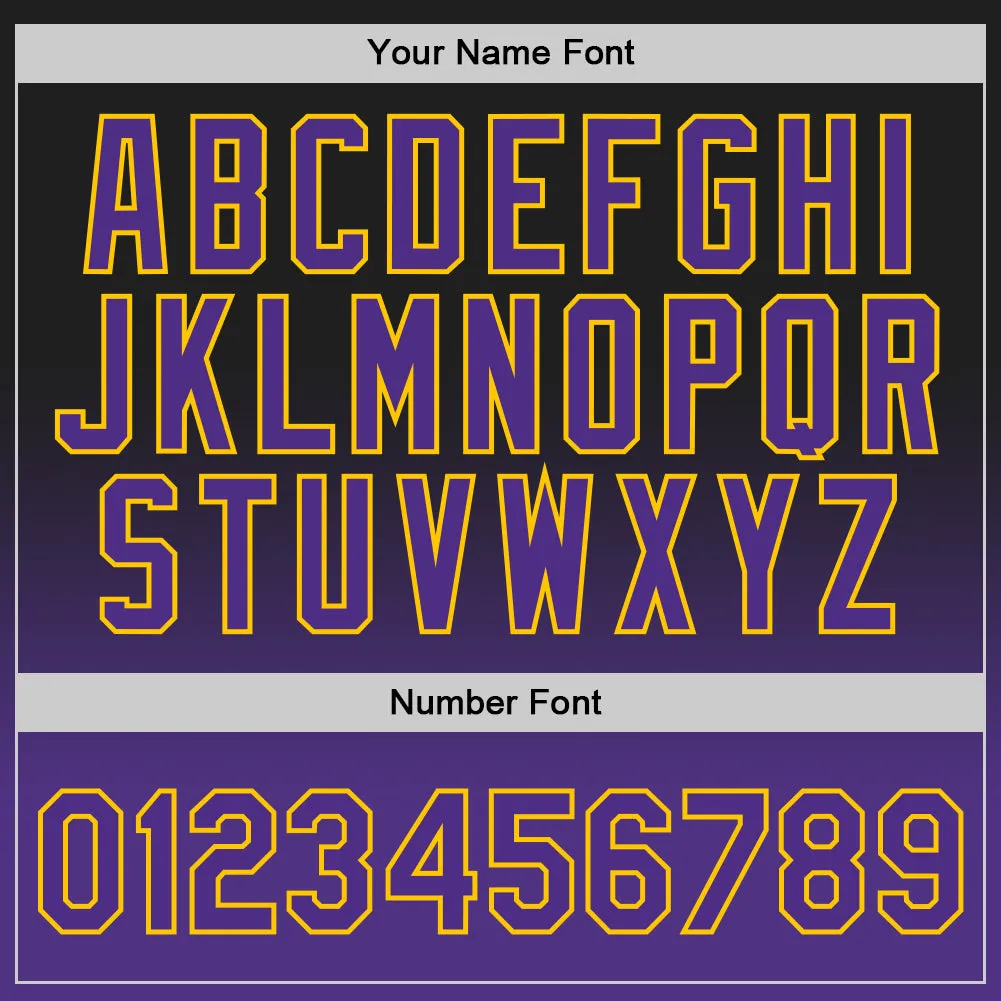 Custom Black Purple-Gold Authentic Fade Fashion Basketball Jersey