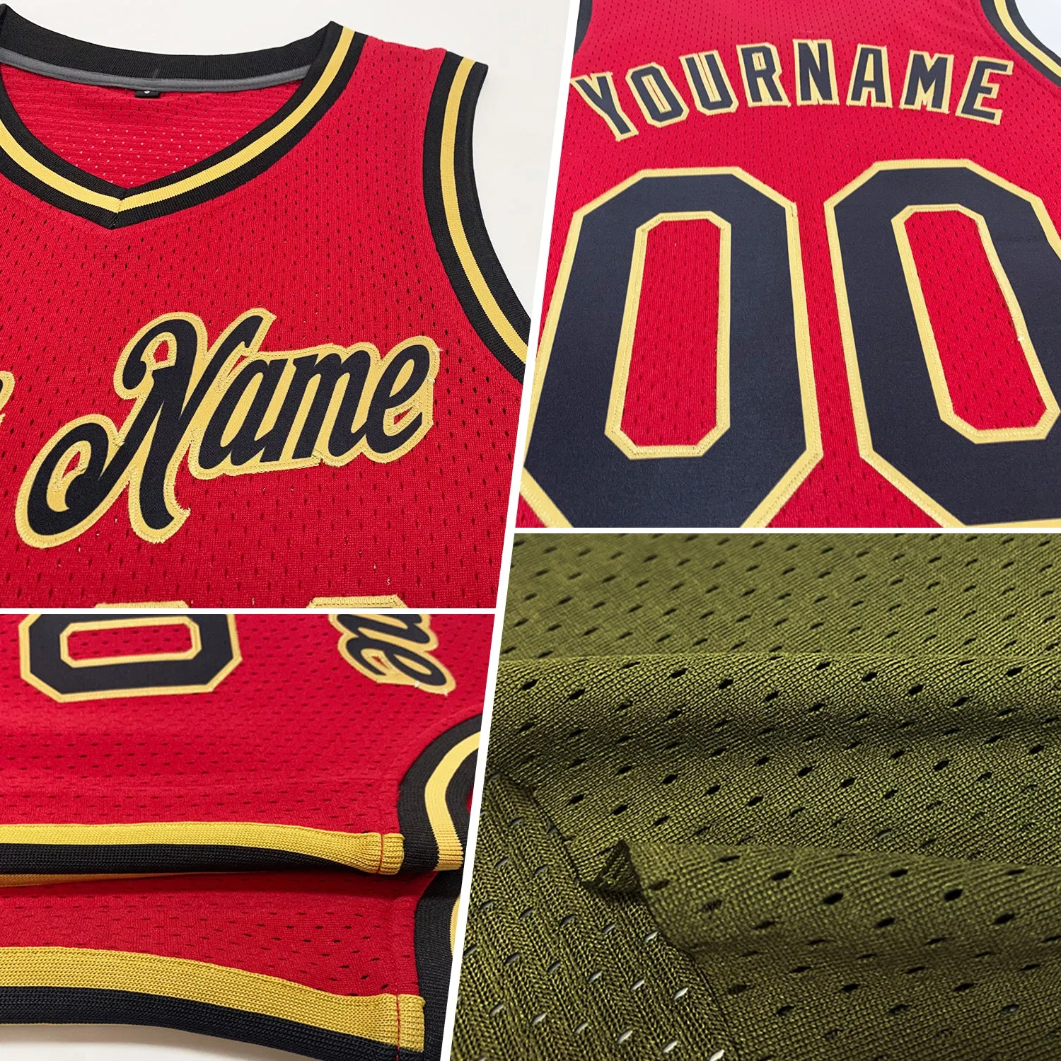 Custom Olive Vintage USA Flag Cream-Red Authentic Throwback Salute To Service Basketball Jersey