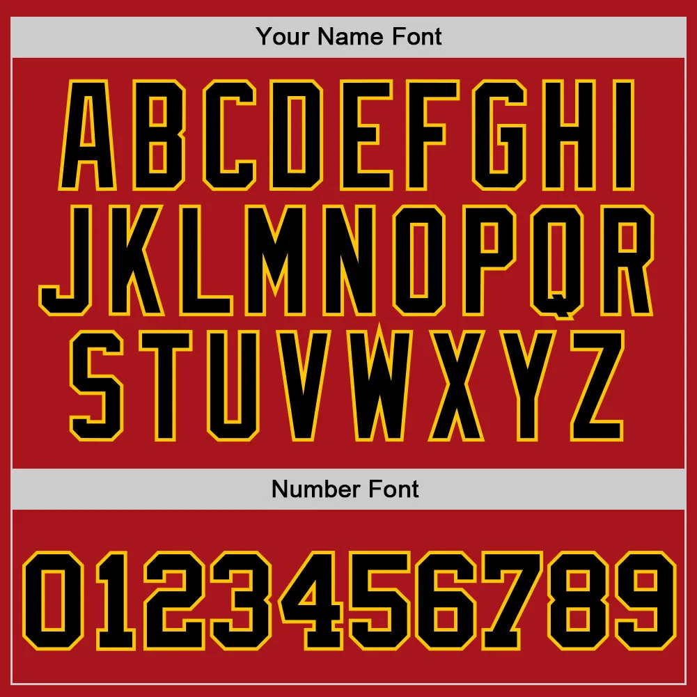 Custom Red Black-Gold Authentic Throwback Basketball Jersey