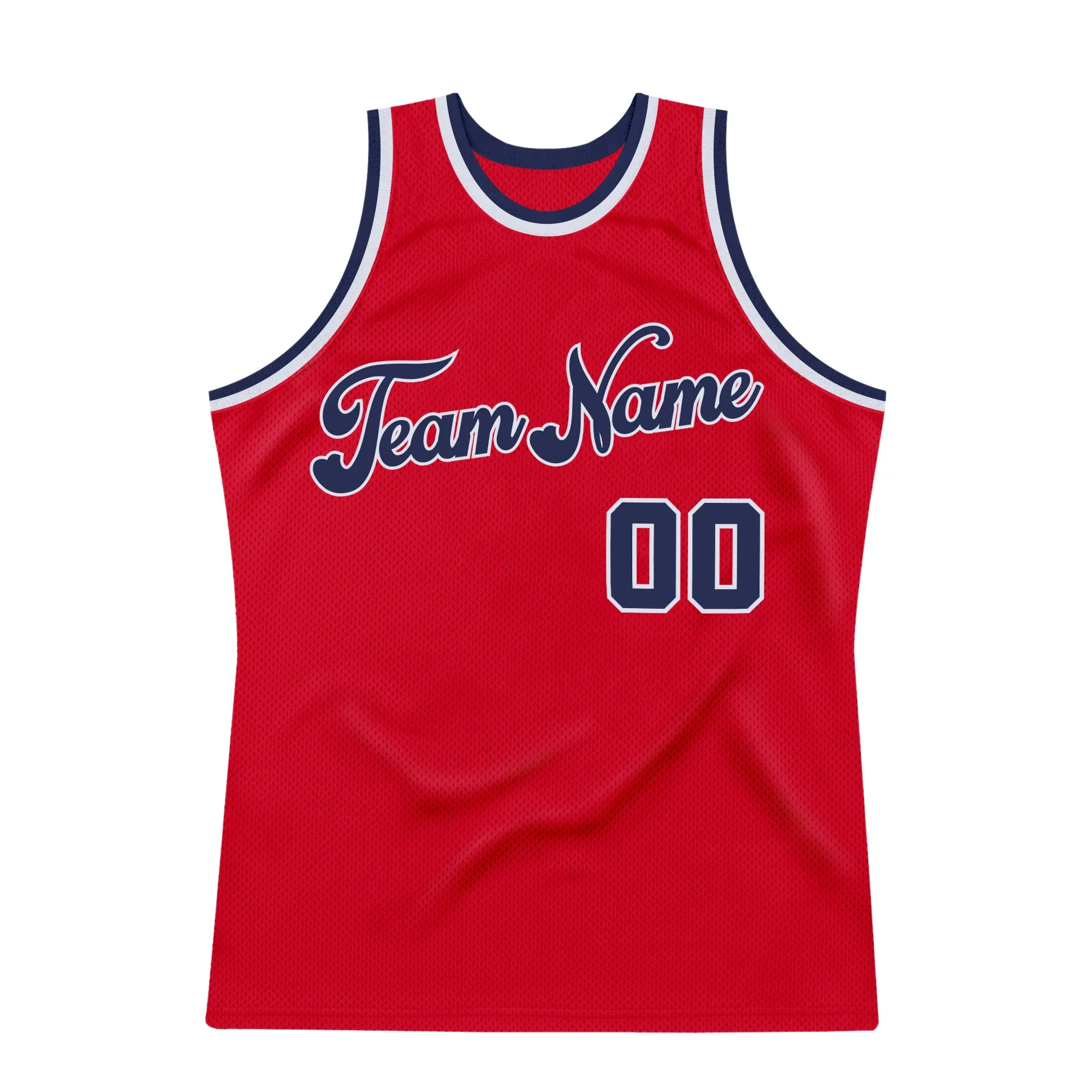 Custom Red Navy-White Authentic Throwback Basketball Jersey
