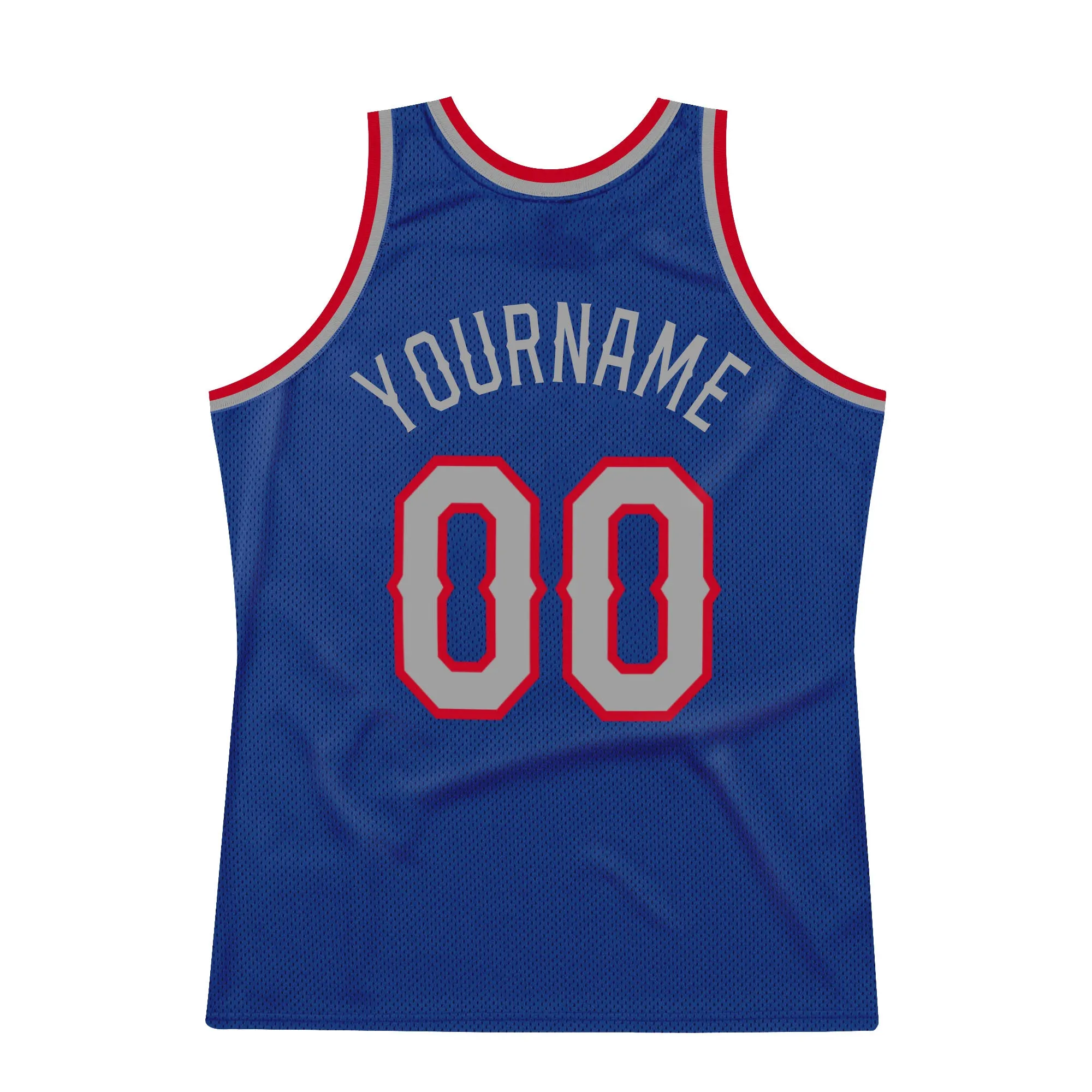 Custom Royal Gray-Red Authentic Throwback Basketball Jersey