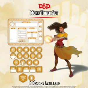 D&D RPG: Monk Token Set ( Player Board & 23 Tokens)