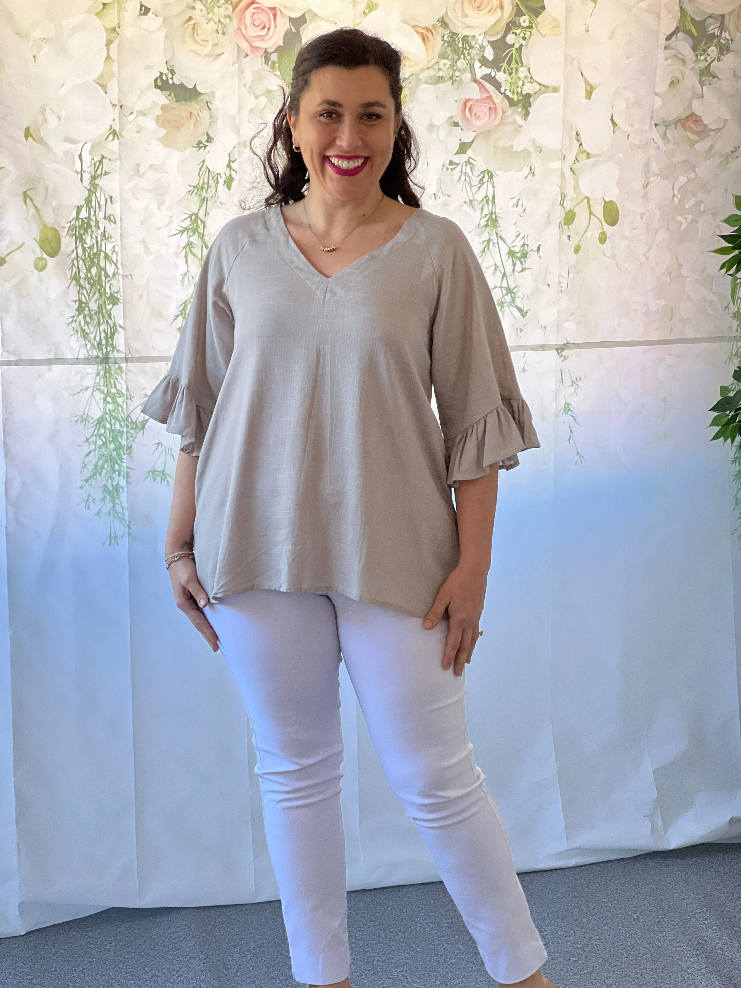 Dante Sand Linen Top