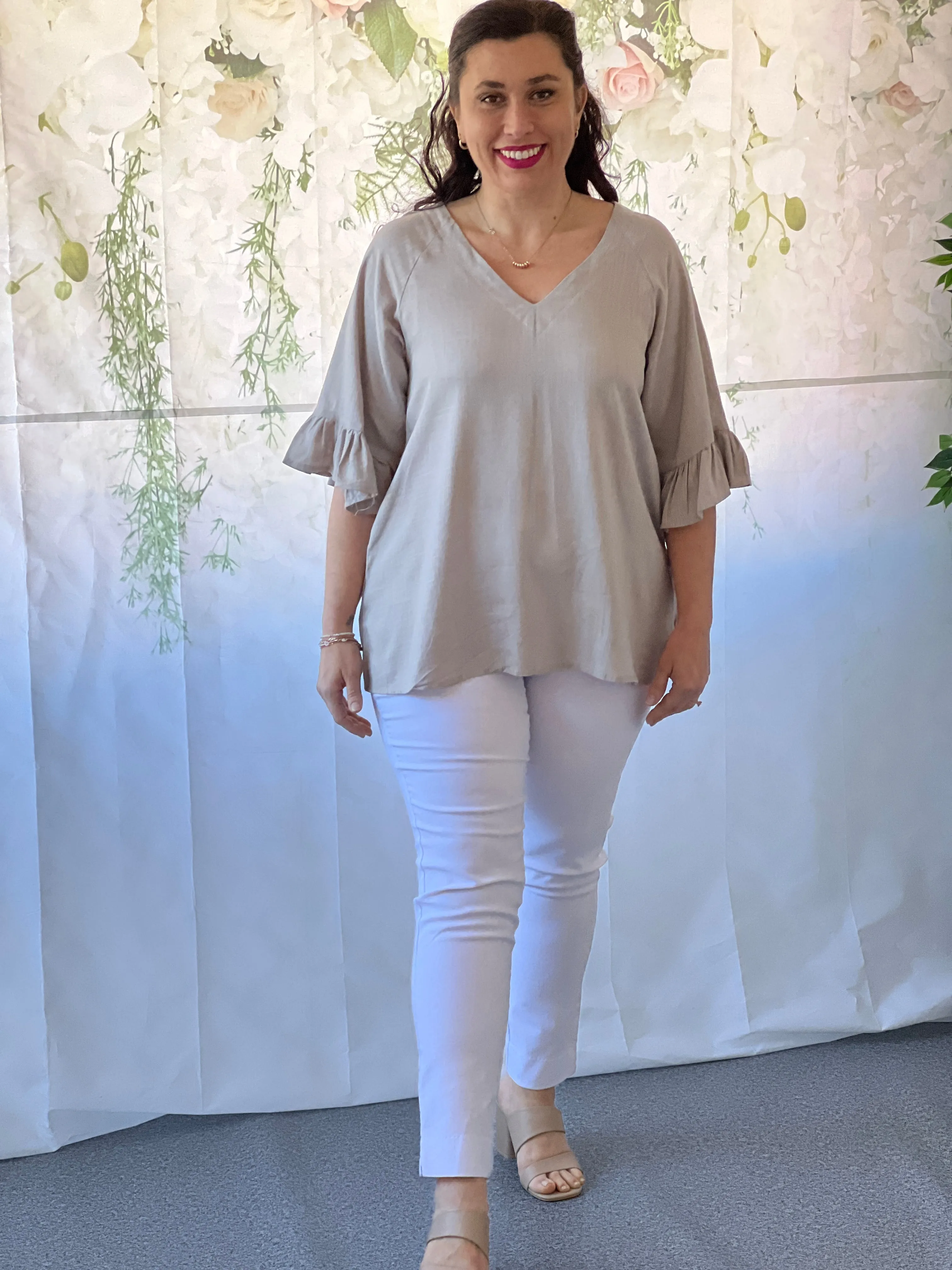 Dante Sand Linen Top