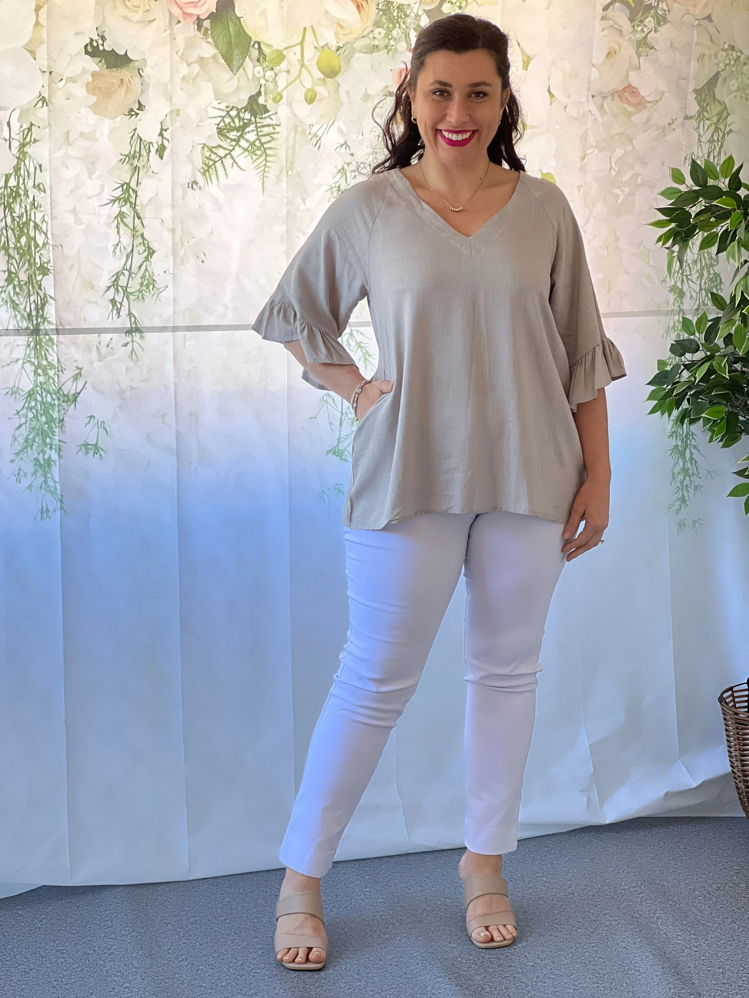 Dante Sand Linen Top