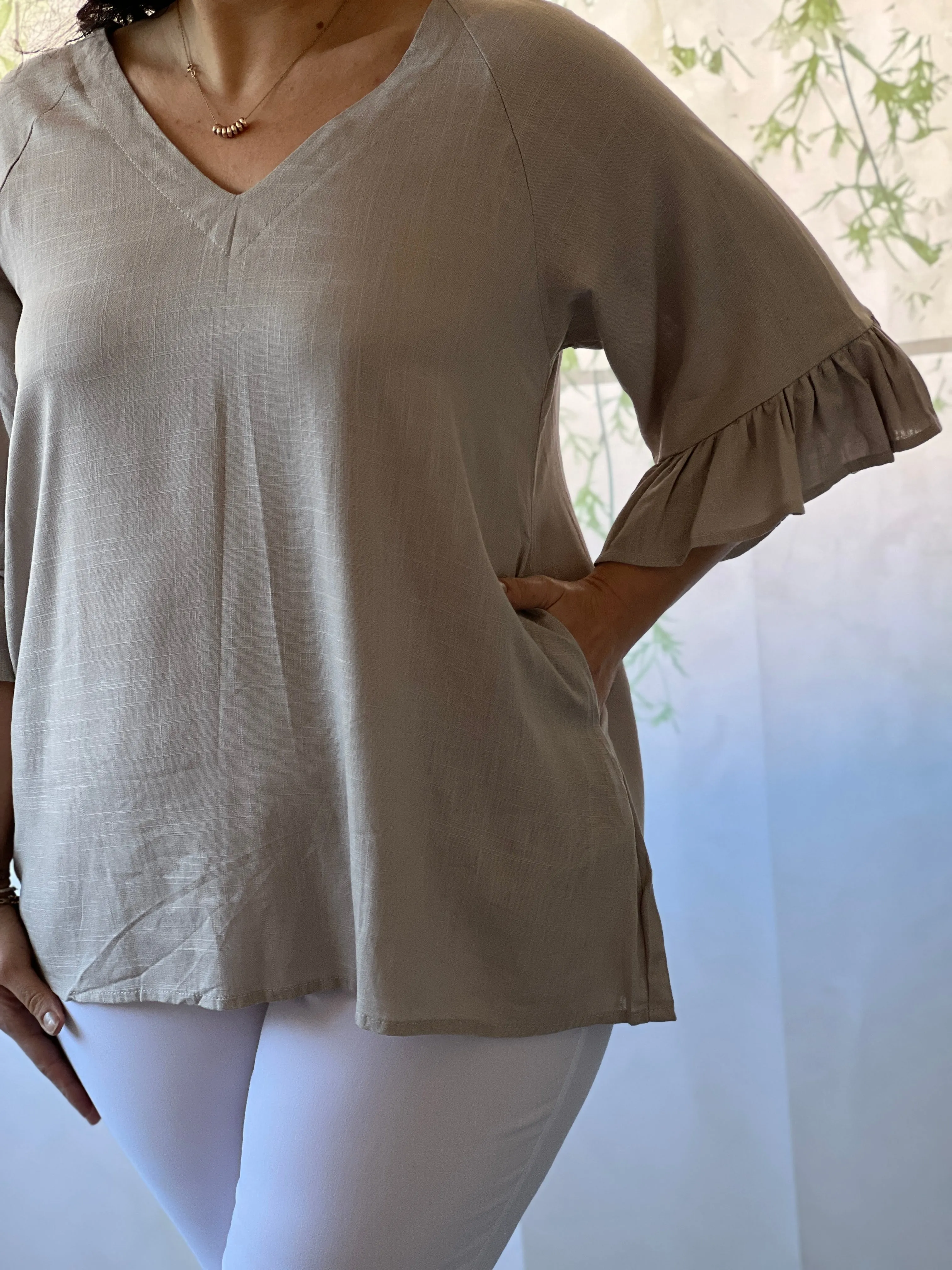 Dante Sand Linen Top