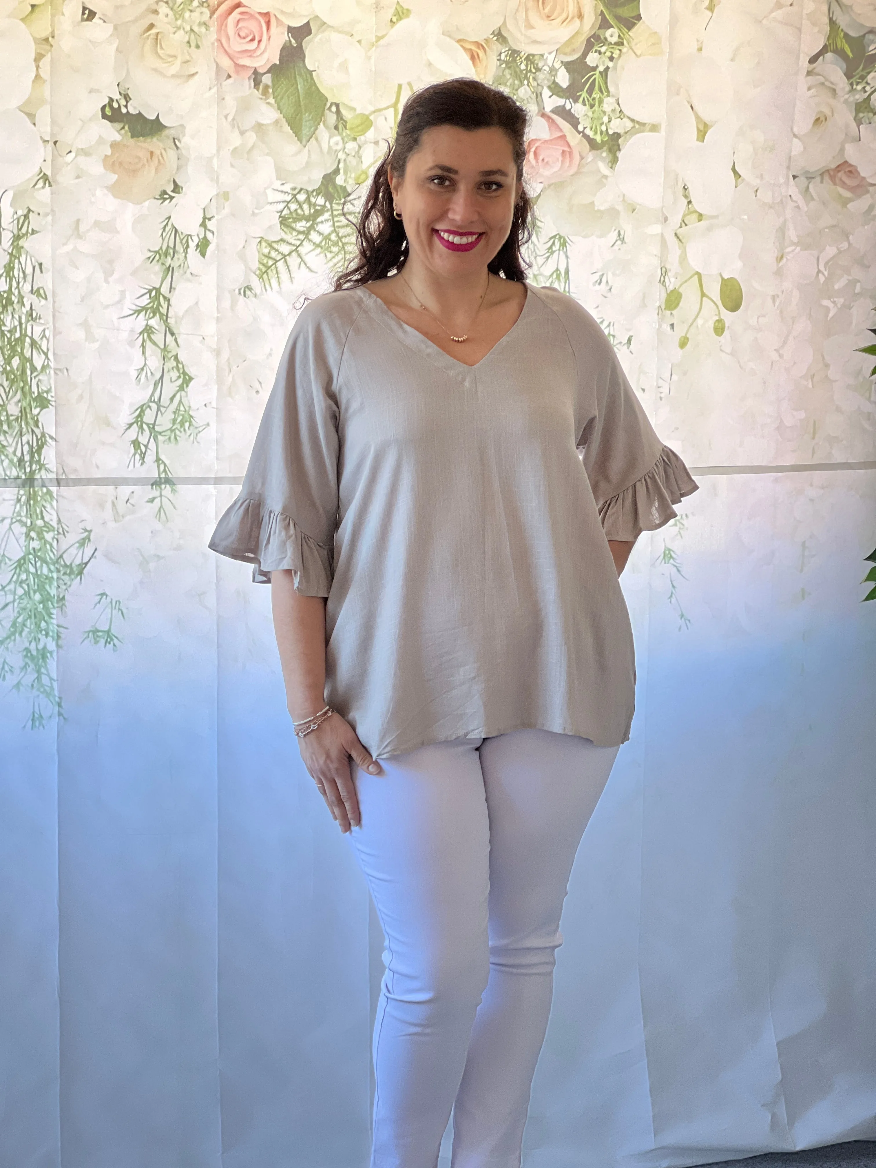 Dante Sand Linen Top