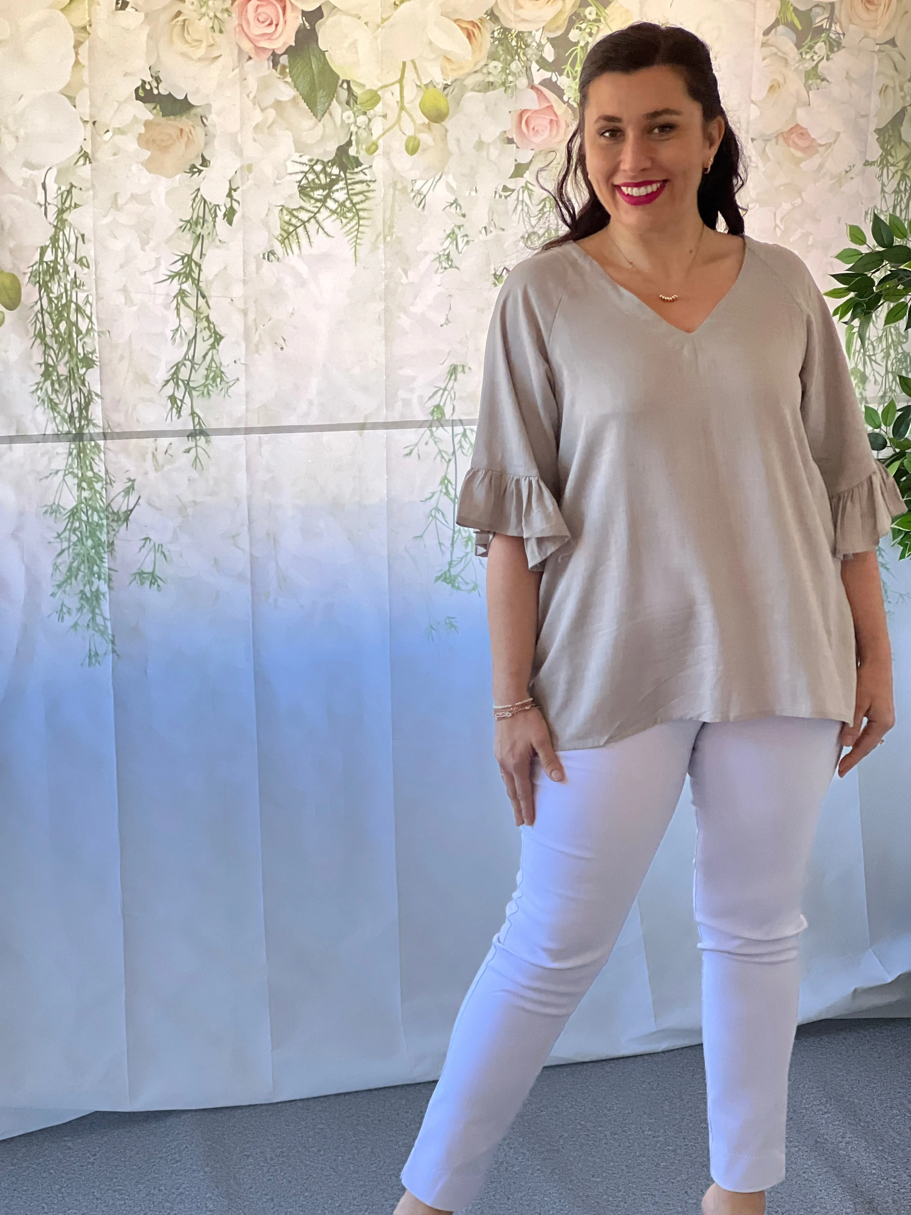 Dante Sand Linen Top