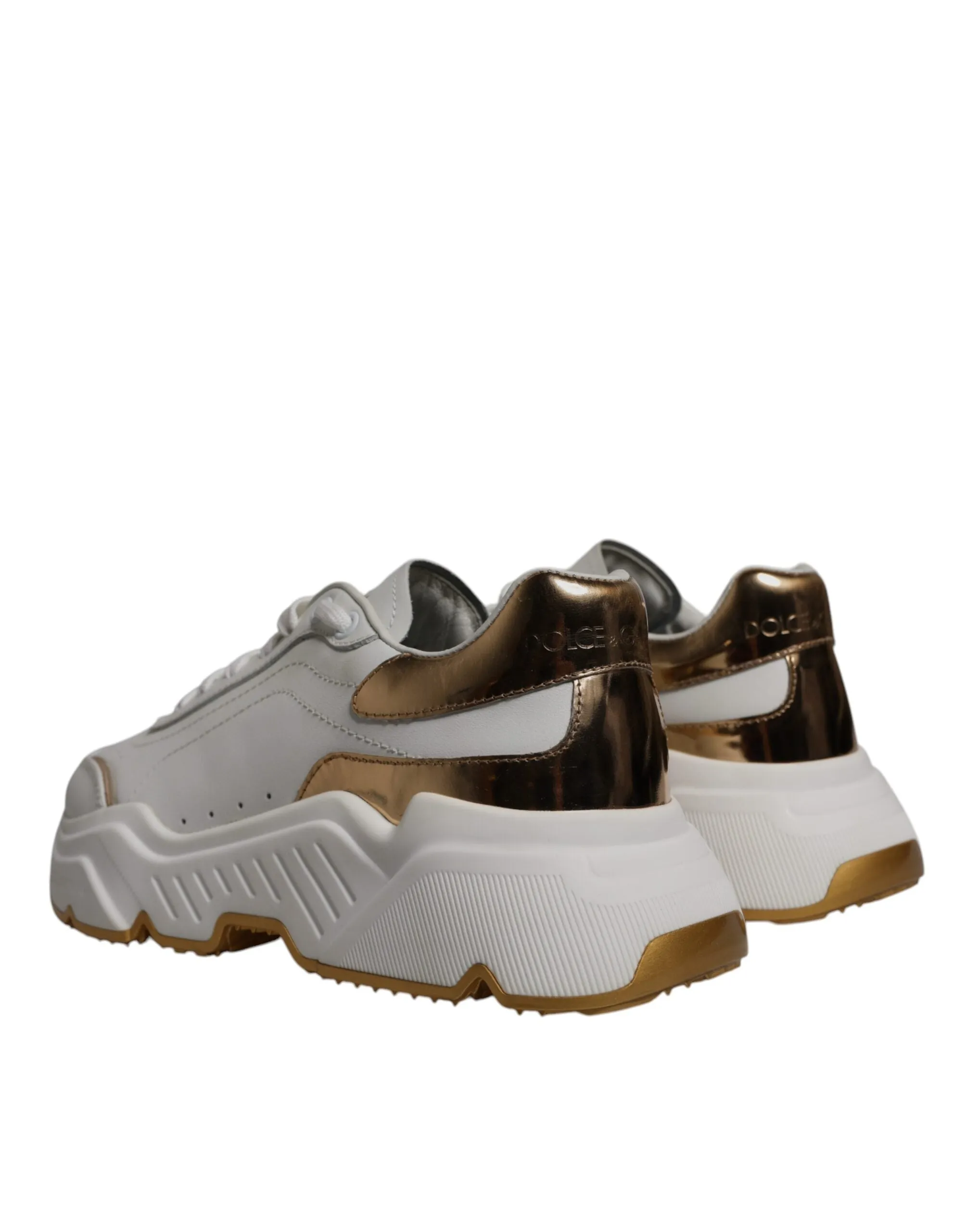 Dolce & Gabbana White Gold Daymaster Low Top Sneaker Shoes