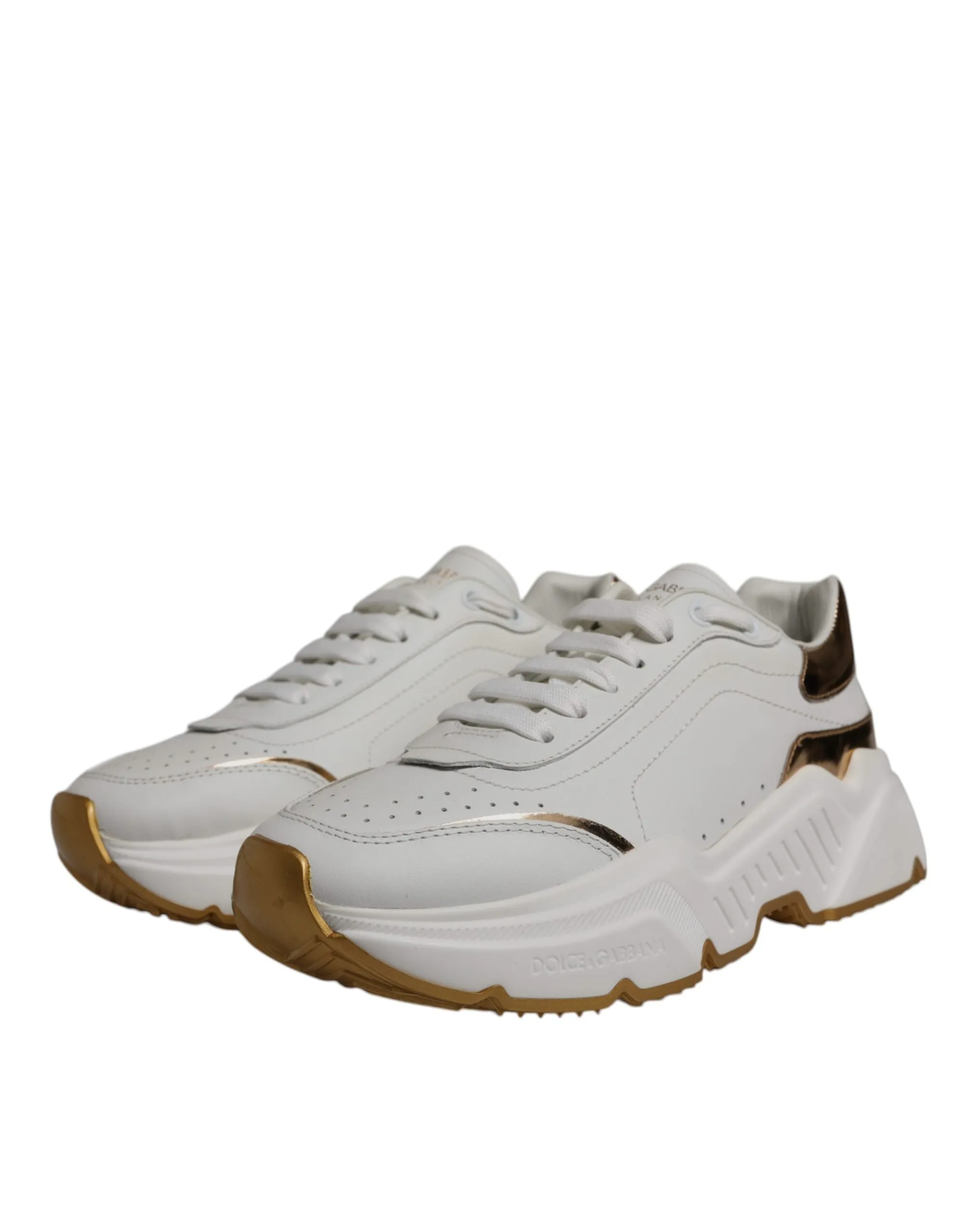 Dolce & Gabbana White Gold Daymaster Low Top Sneaker Shoes