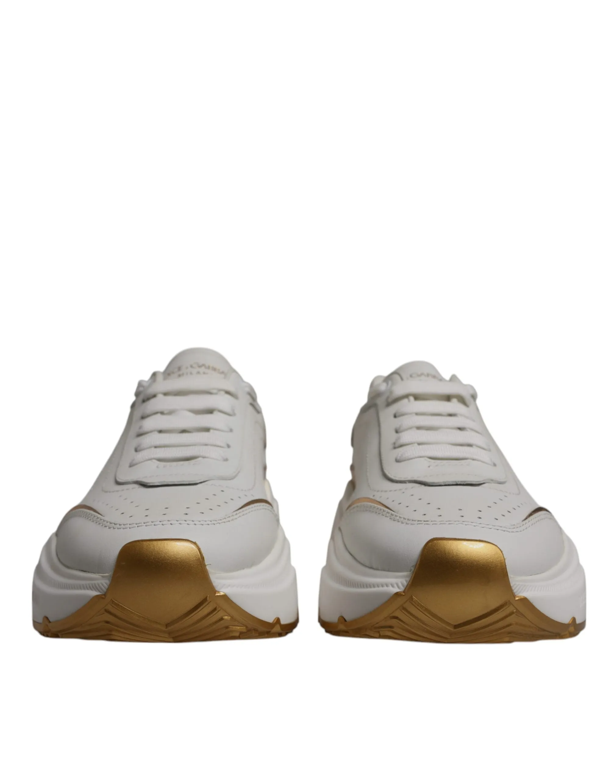 Dolce & Gabbana White Gold Daymaster Low Top Sneaker Shoes