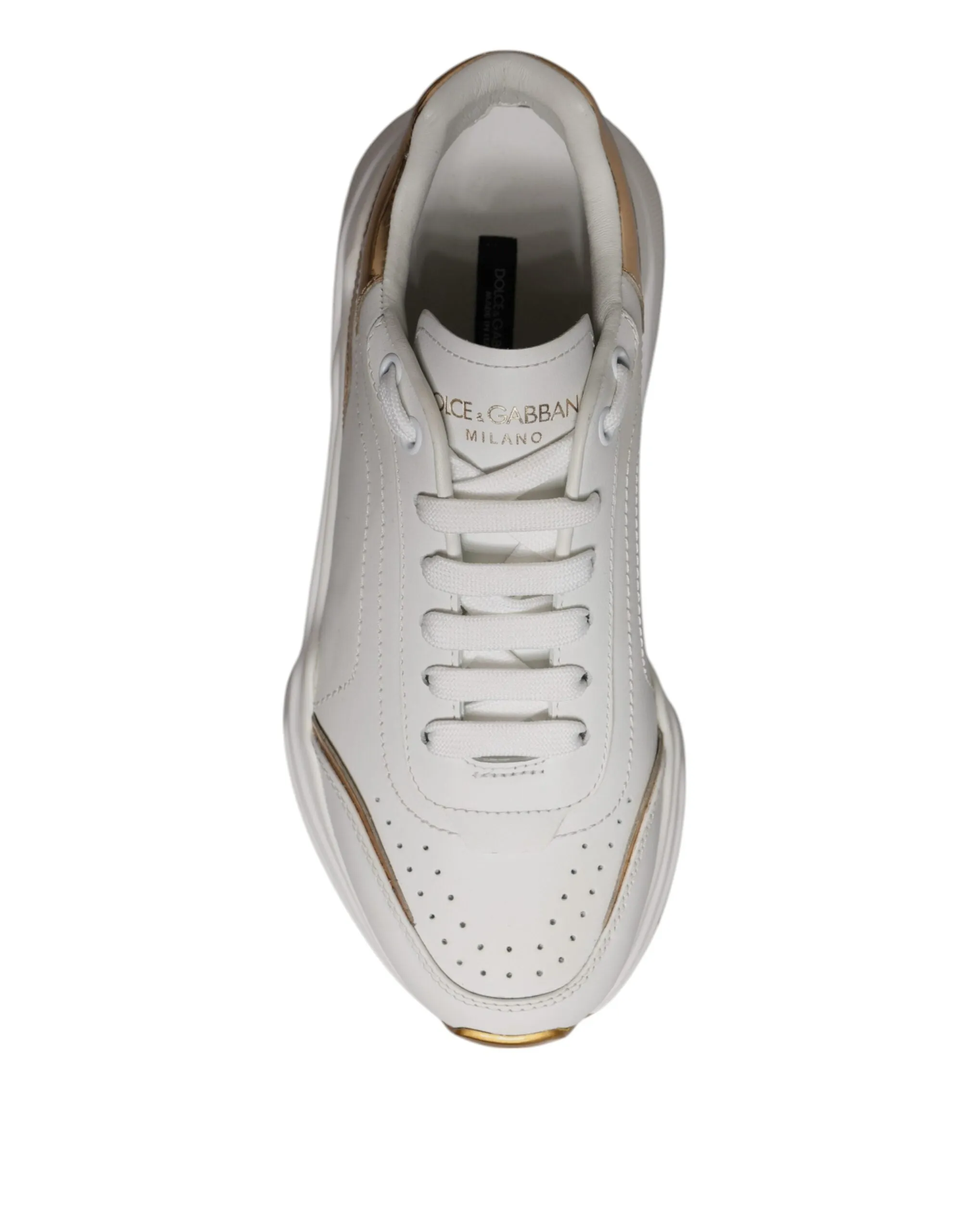 Dolce & Gabbana White Gold Daymaster Low Top Sneaker Shoes