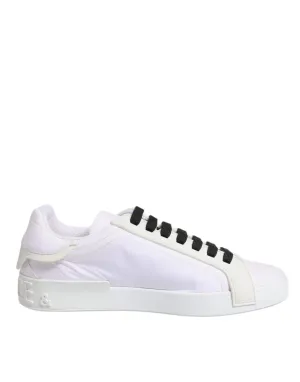 Dolce&Gabbana Portofino Men White Sneakers Polyester Low Top Trainer Shoes EU 42