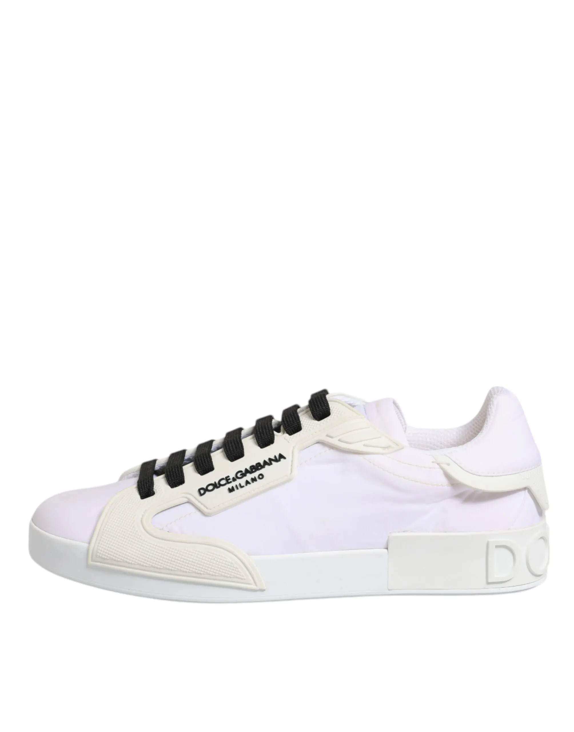 Dolce&Gabbana Portofino Men White Sneakers Polyester Low Top Trainer Shoes EU 42