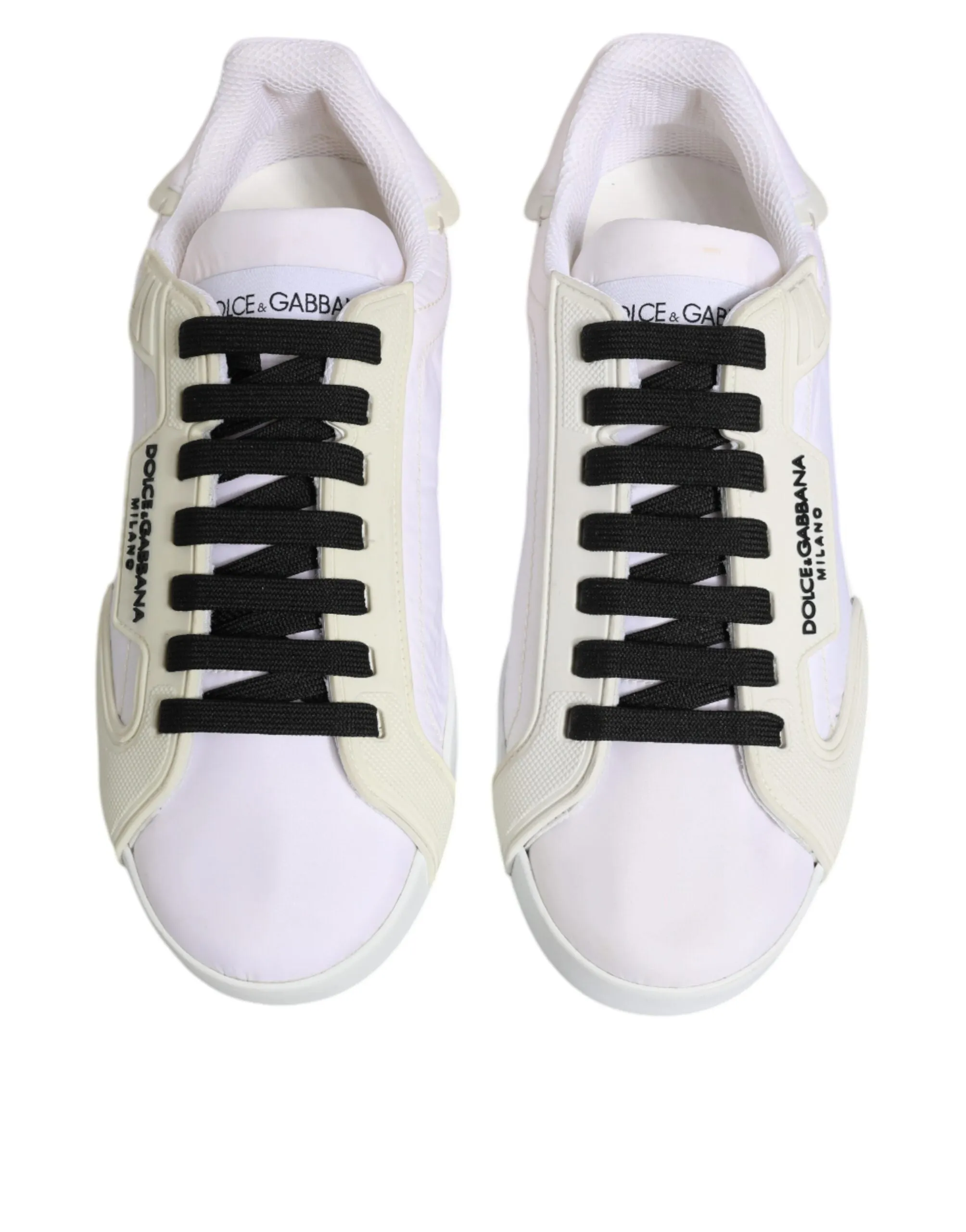 Dolce&Gabbana Portofino Men White Sneakers Polyester Low Top Trainer Shoes EU 42