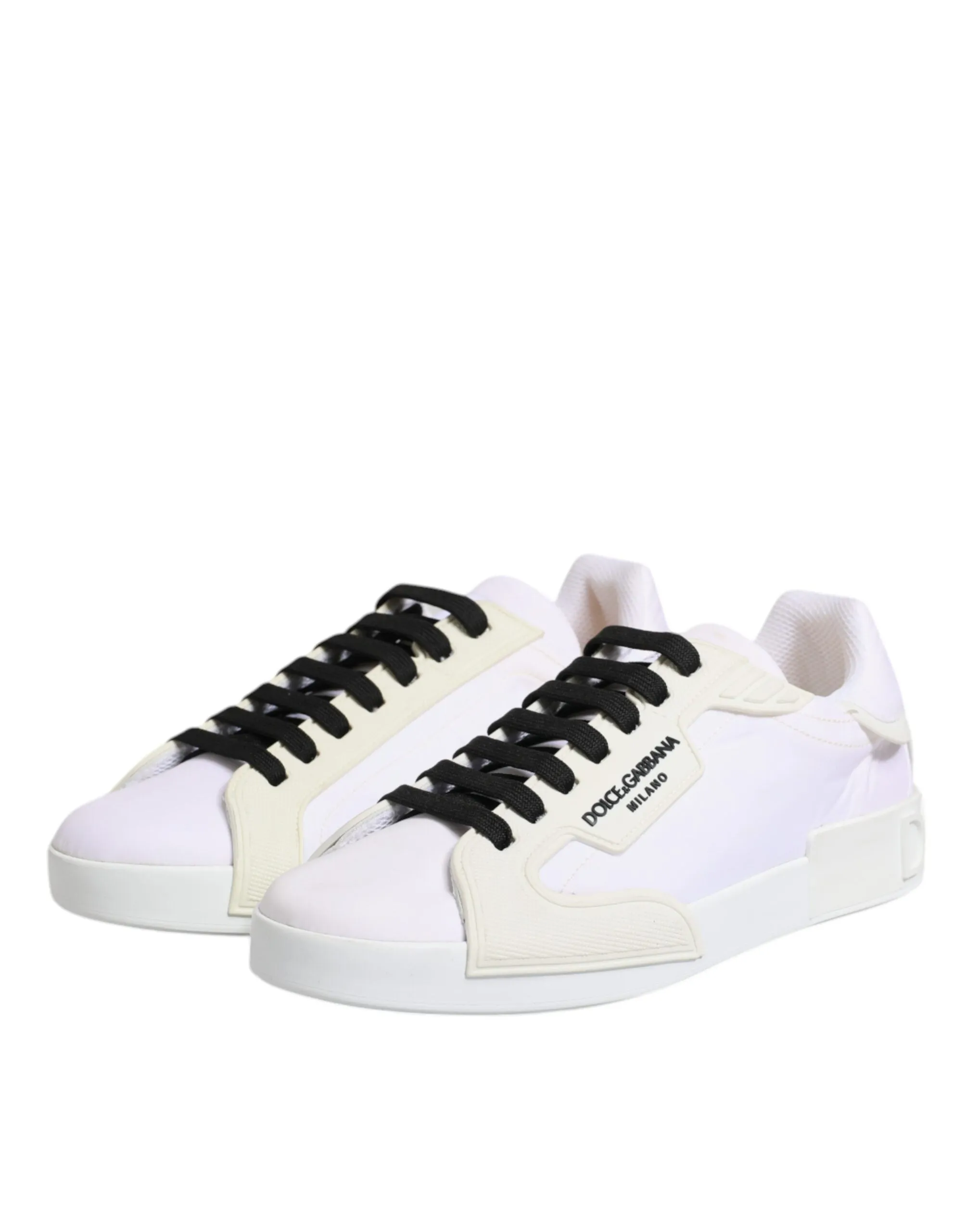 Dolce&Gabbana Portofino Men White Sneakers Polyester Low Top Trainer Shoes EU 42
