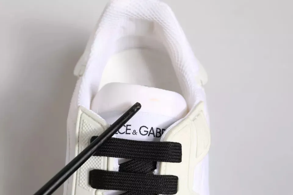 Dolce&Gabbana Portofino Men White Sneakers Polyester Low Top Trainer Shoes EU 42