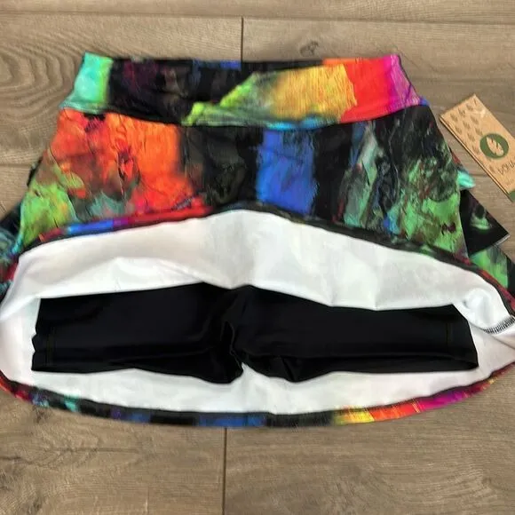 Dona Jo 15&quot; High Rise Multicolor Ruffle Tennis Skirt Size Large