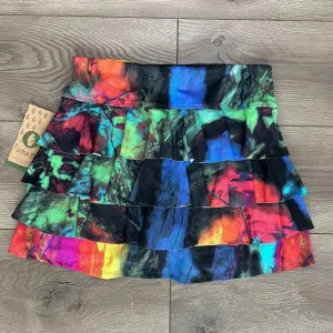 Dona Jo 15&quot; High Rise Multicolor Ruffle Tennis Skirt Size Large