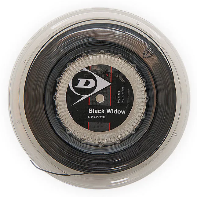 Dunlop Black Widow 16/1.31 Tennis String Reel (Black)