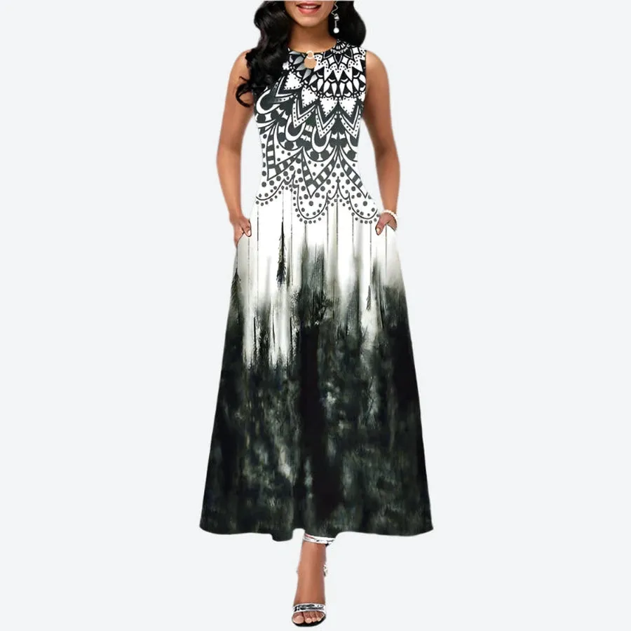 Elegant Floral Sleeveless Maxi Dresses