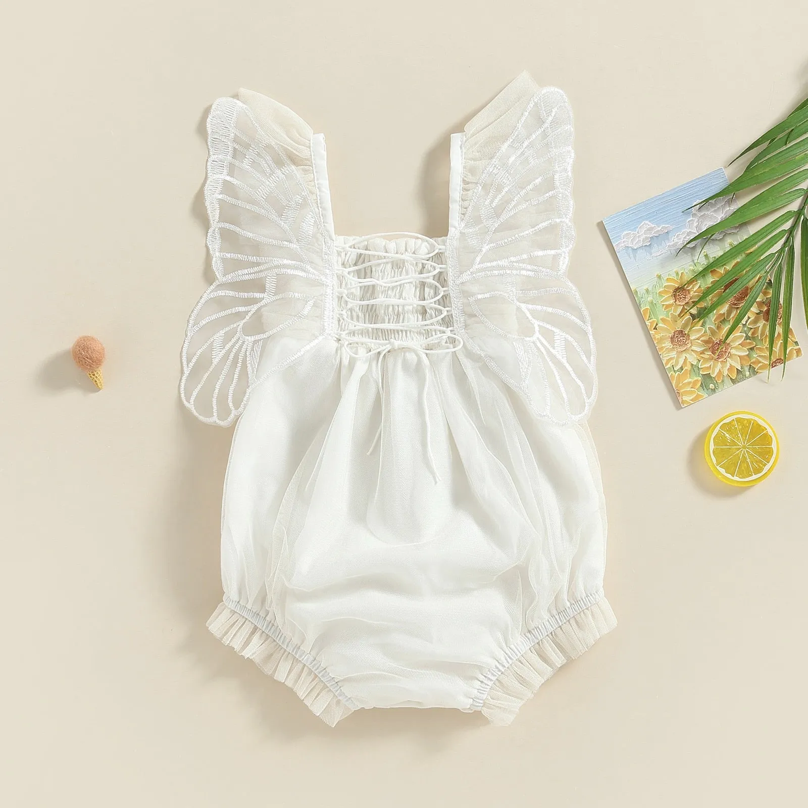 Embroidery Butterfly Romper