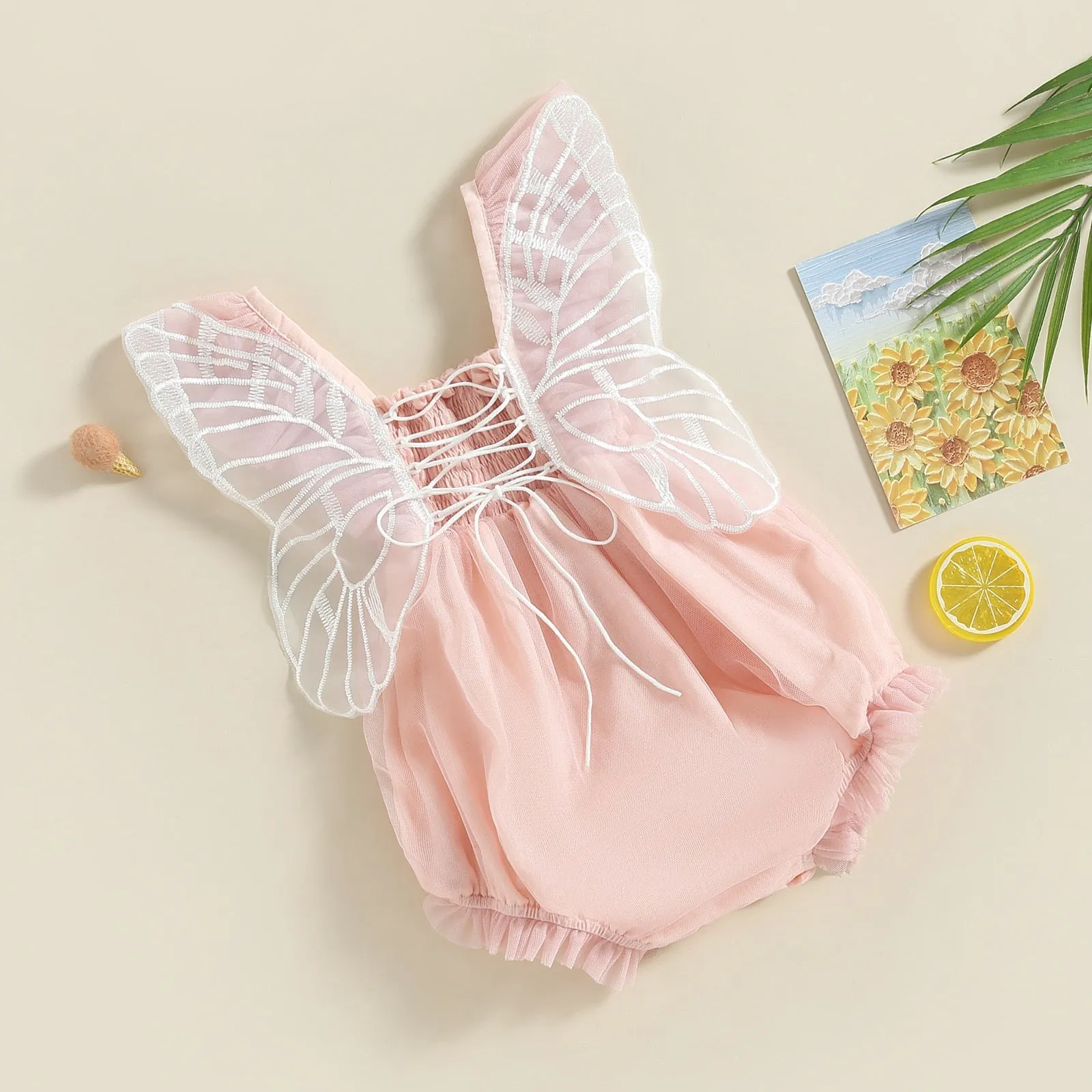 Embroidery Butterfly Romper