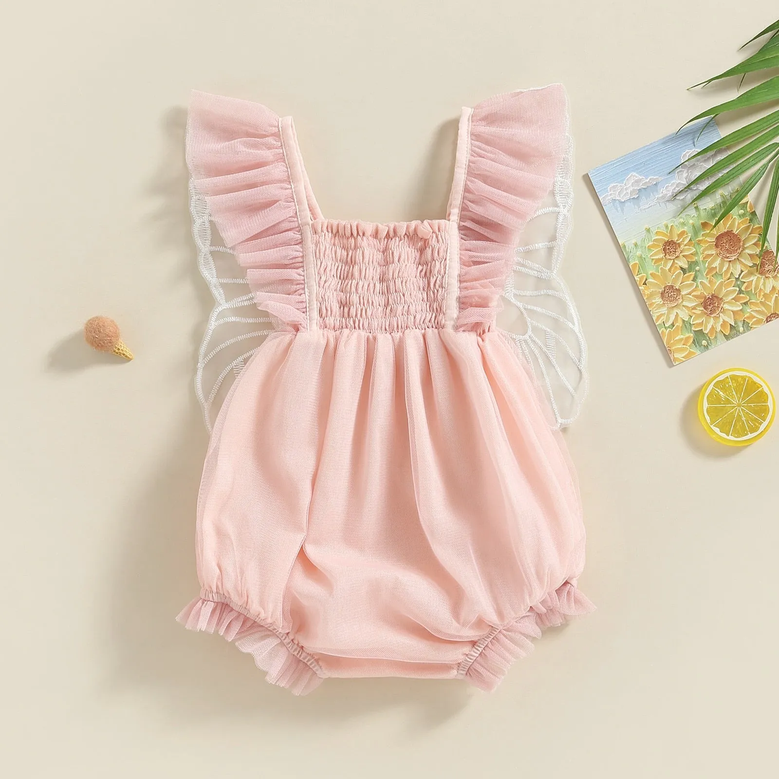 Embroidery Butterfly Romper