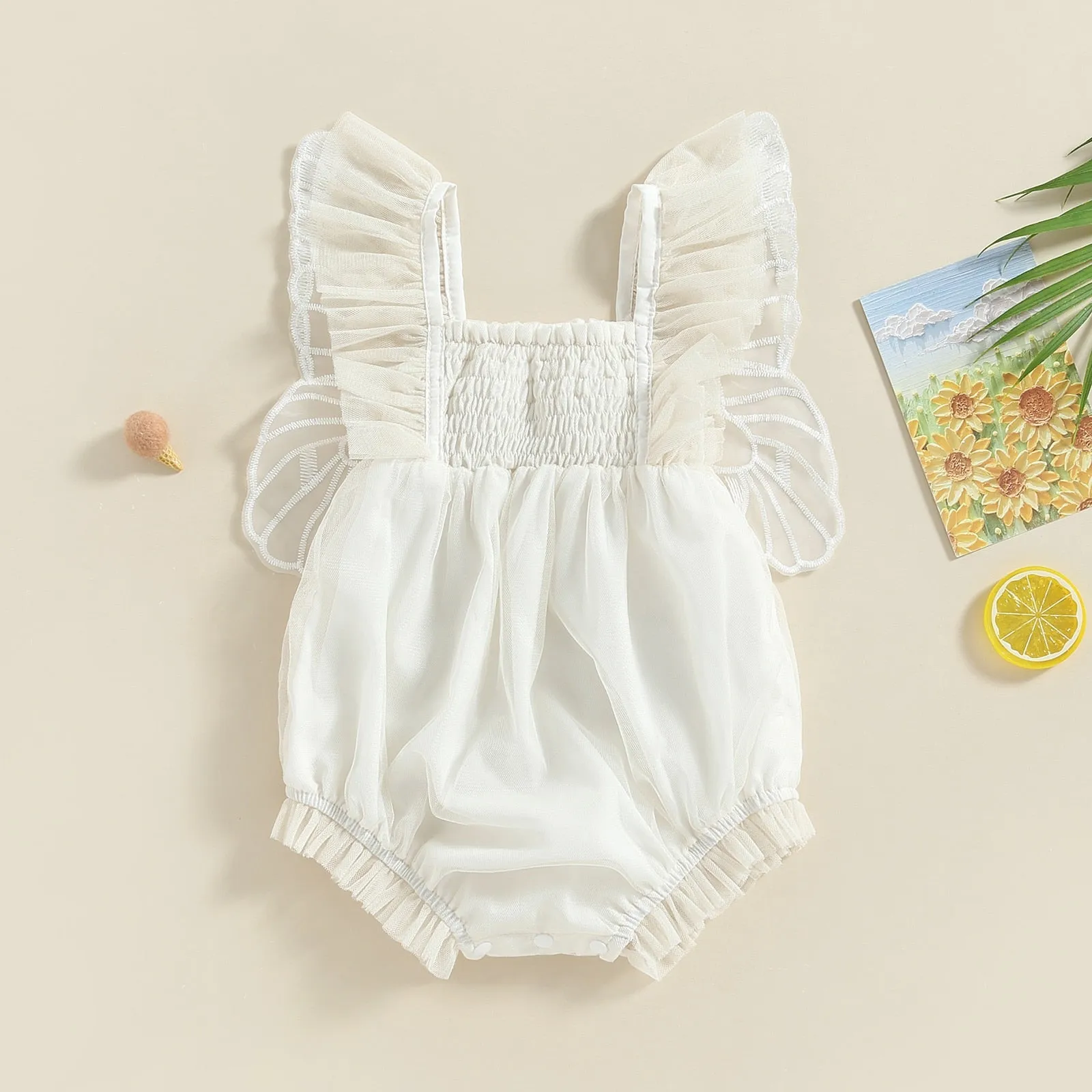 Embroidery Butterfly Romper