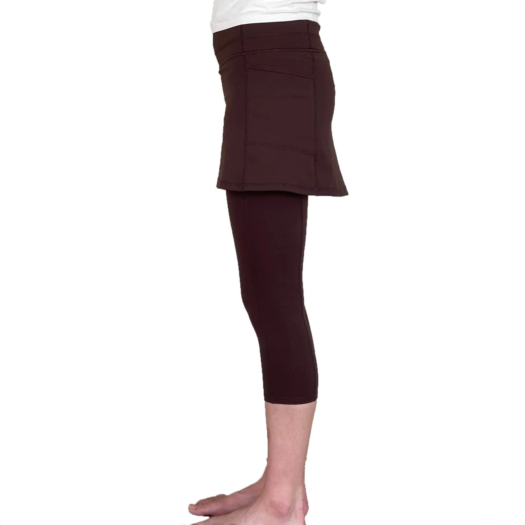 Espresso Skirted Leggings Mid-calf length