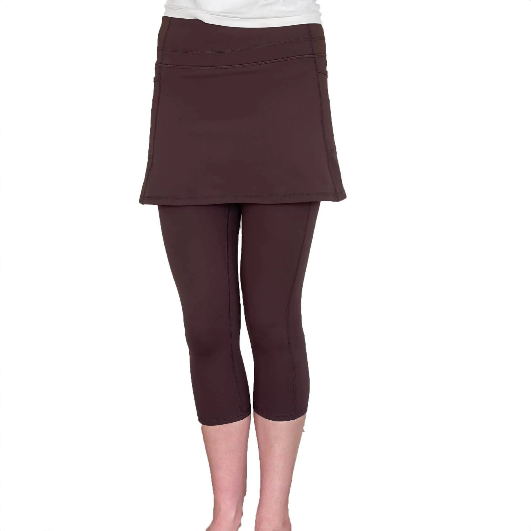 Espresso Skirted Leggings Mid-calf length