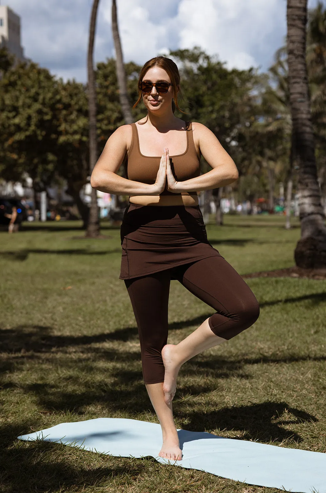 Espresso Skirted Leggings Mid-calf length