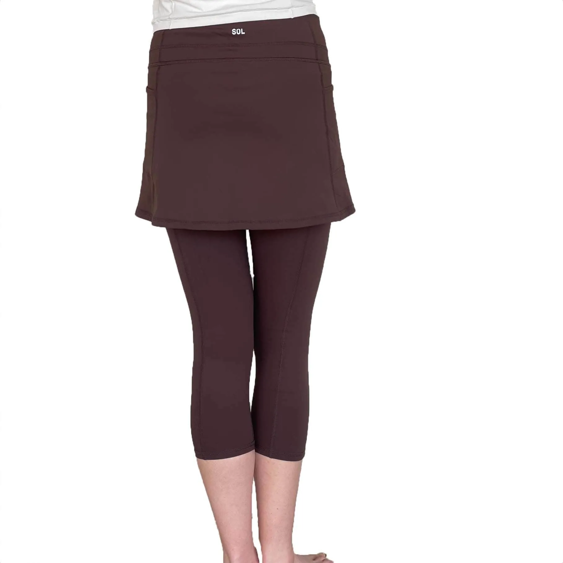 Espresso Skirted Leggings Mid-calf length