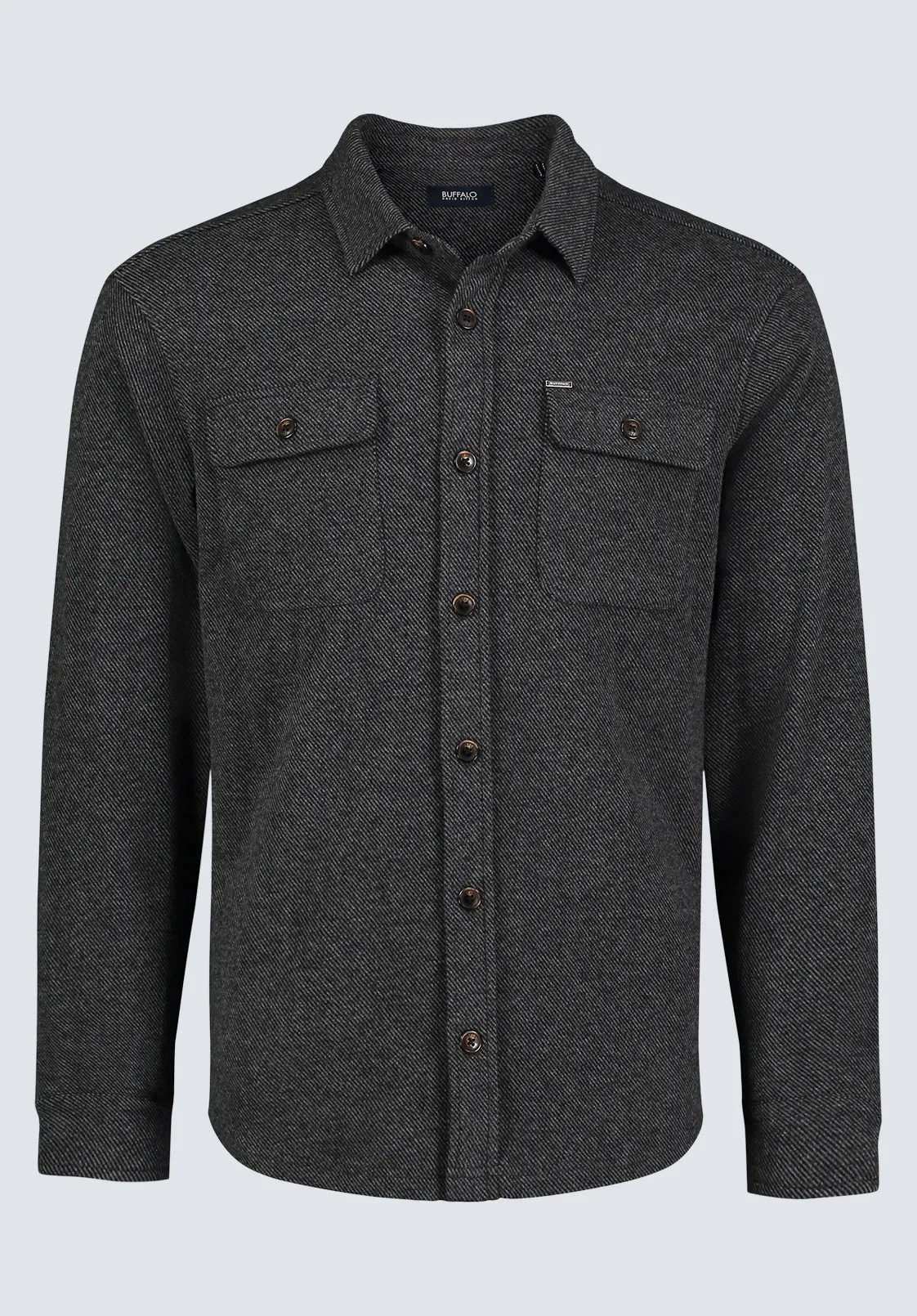 Fabion Men's Lightweight Button-Up Shacket, Grey - BPM14114