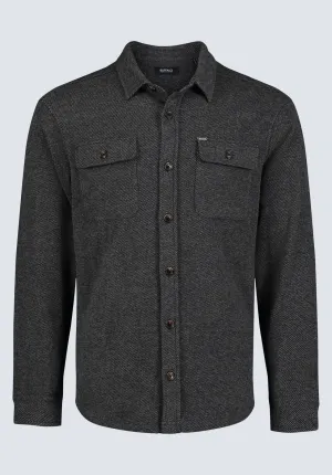 Fabion Men's Lightweight Button-Up Shacket, Grey - BPM14114