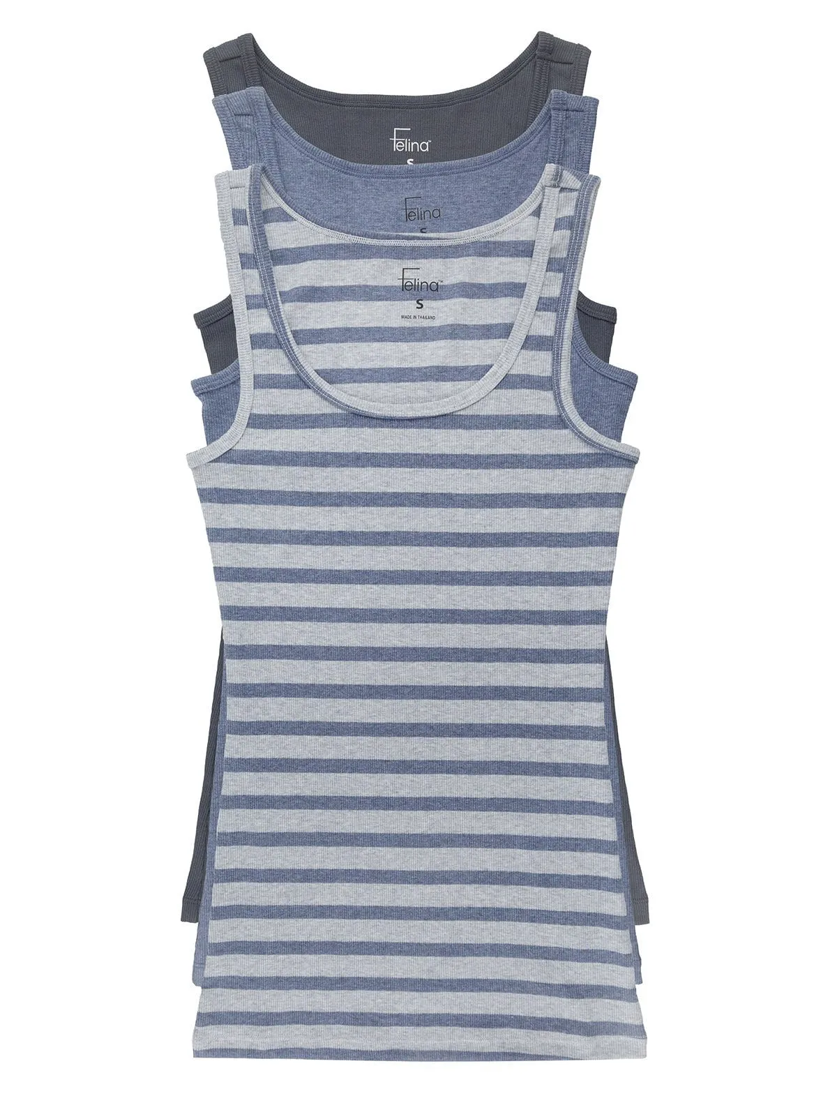 Felina Womens Cotton Ribbed Tank Top 3-Pack