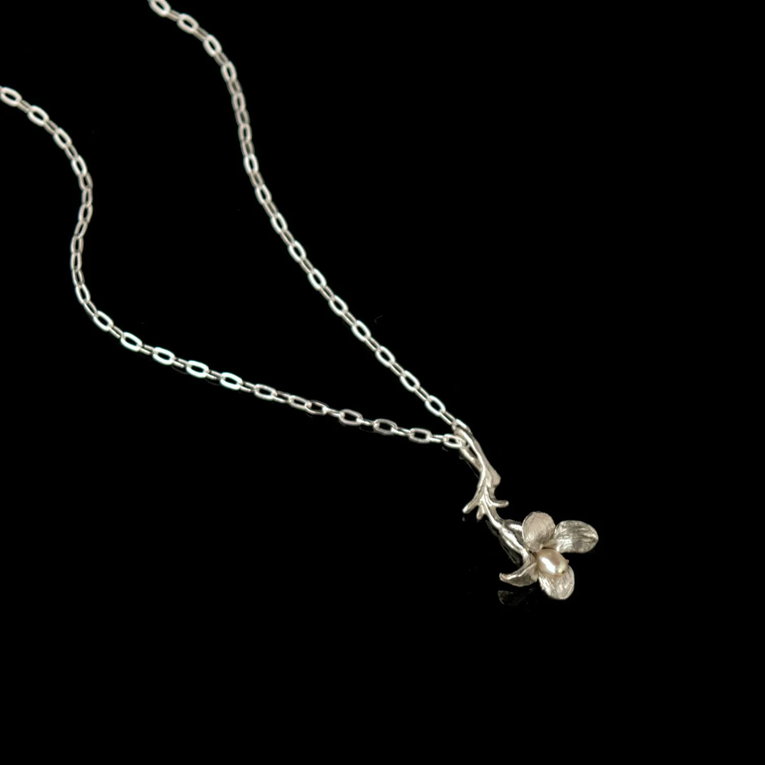 Fine Wildflower Silver Drop Pendant