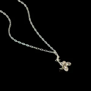 Fine Wildflower Silver Drop Pendant