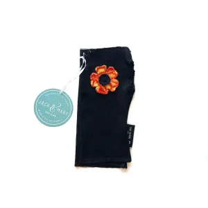 Fingerless Mittens Short, Black Merino Wool | 017