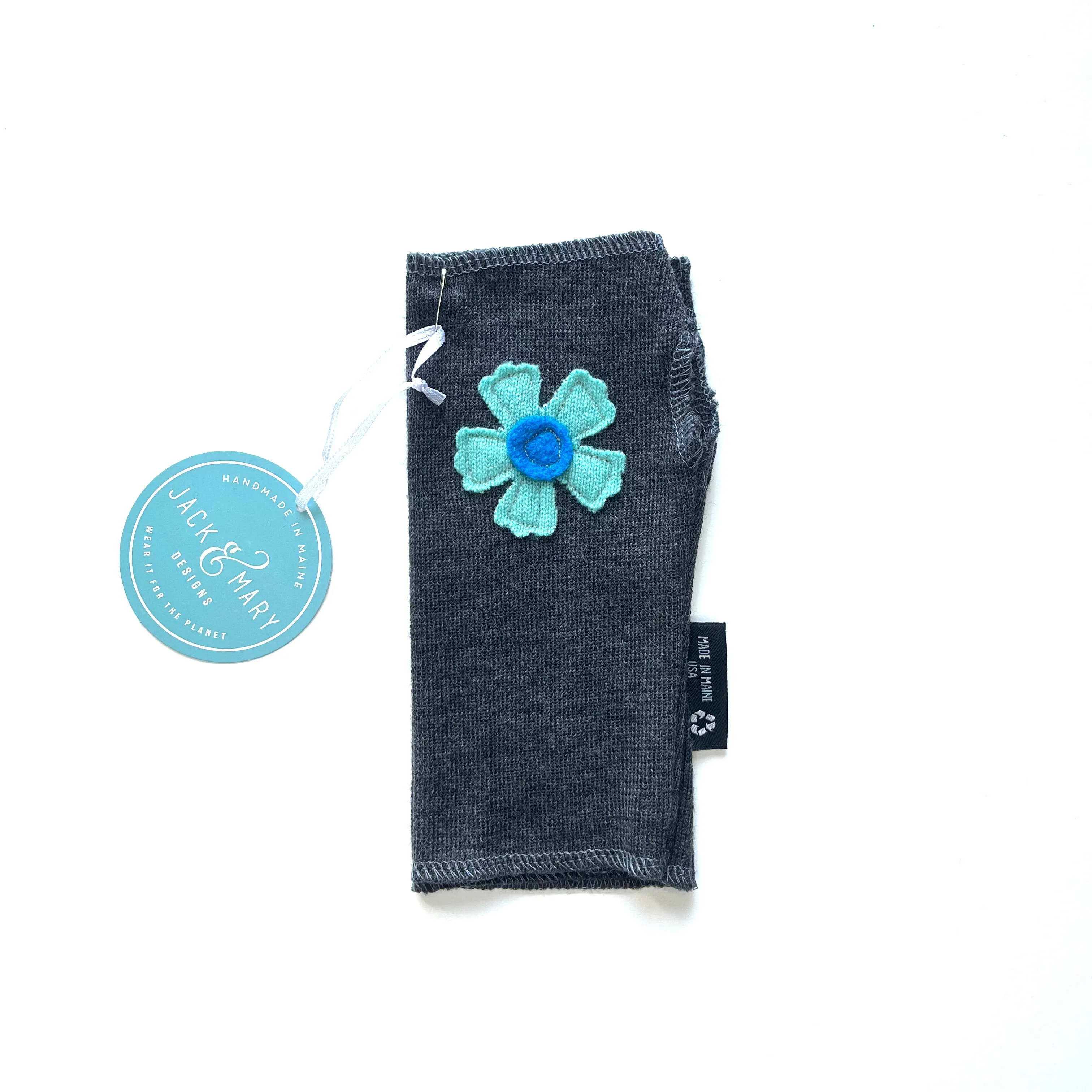 Fingerless Mittens Short, Grey Merino Wool | 057