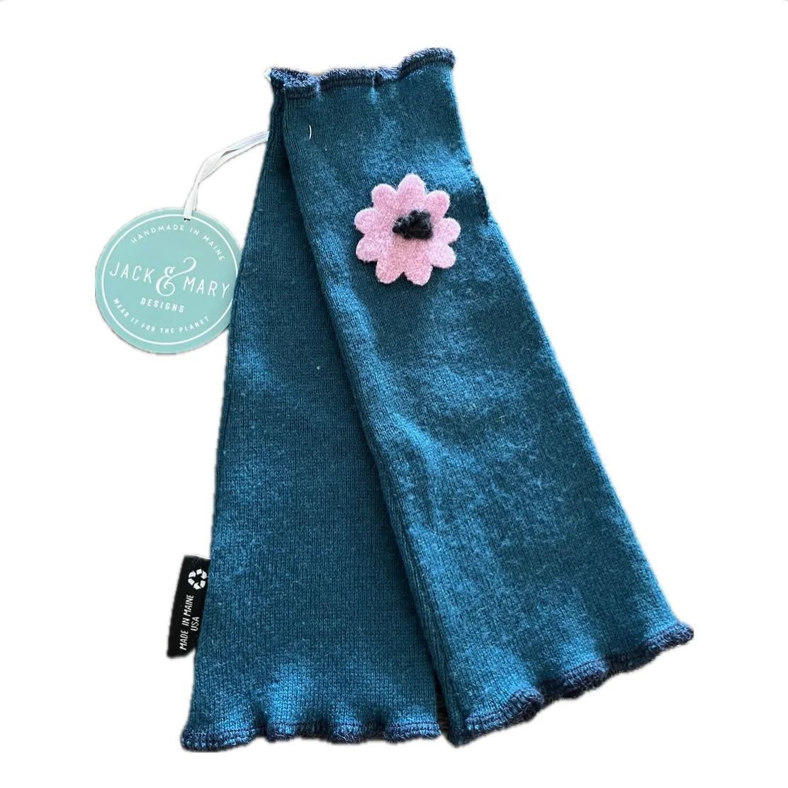 Fit & Flare Fingerless - Teal with Pink Flower - 55