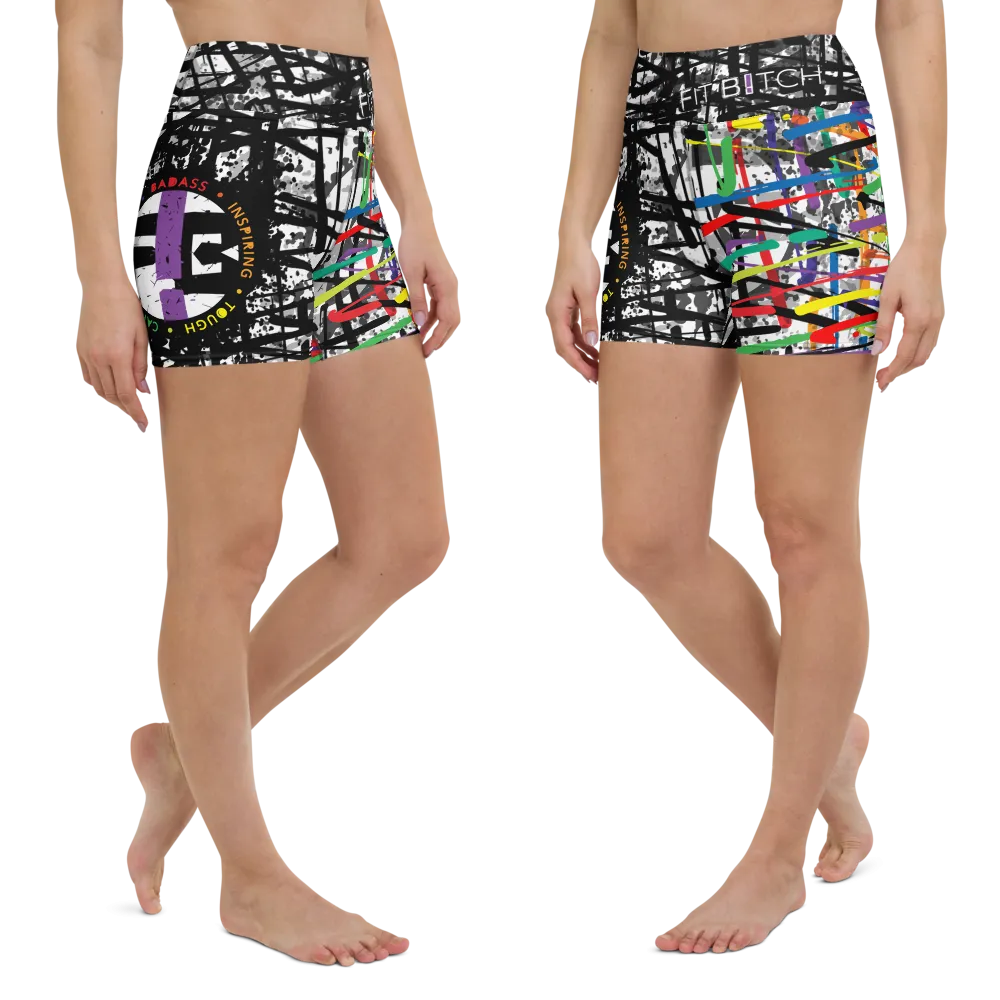 Fit Bitch - Yoga Shorts - Criss Cross Rainbow