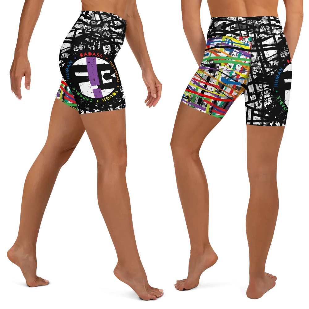Fit Bitch - Yoga Shorts - Criss Cross Rainbow