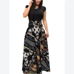 Floral High-Waist Cap Sleeve Maxi Dresses