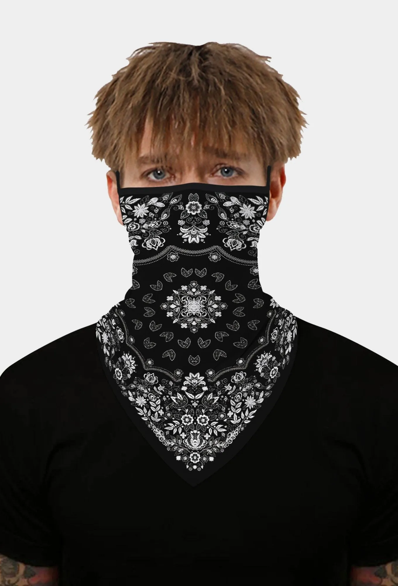 Flowers Bandana Mask With Earloops