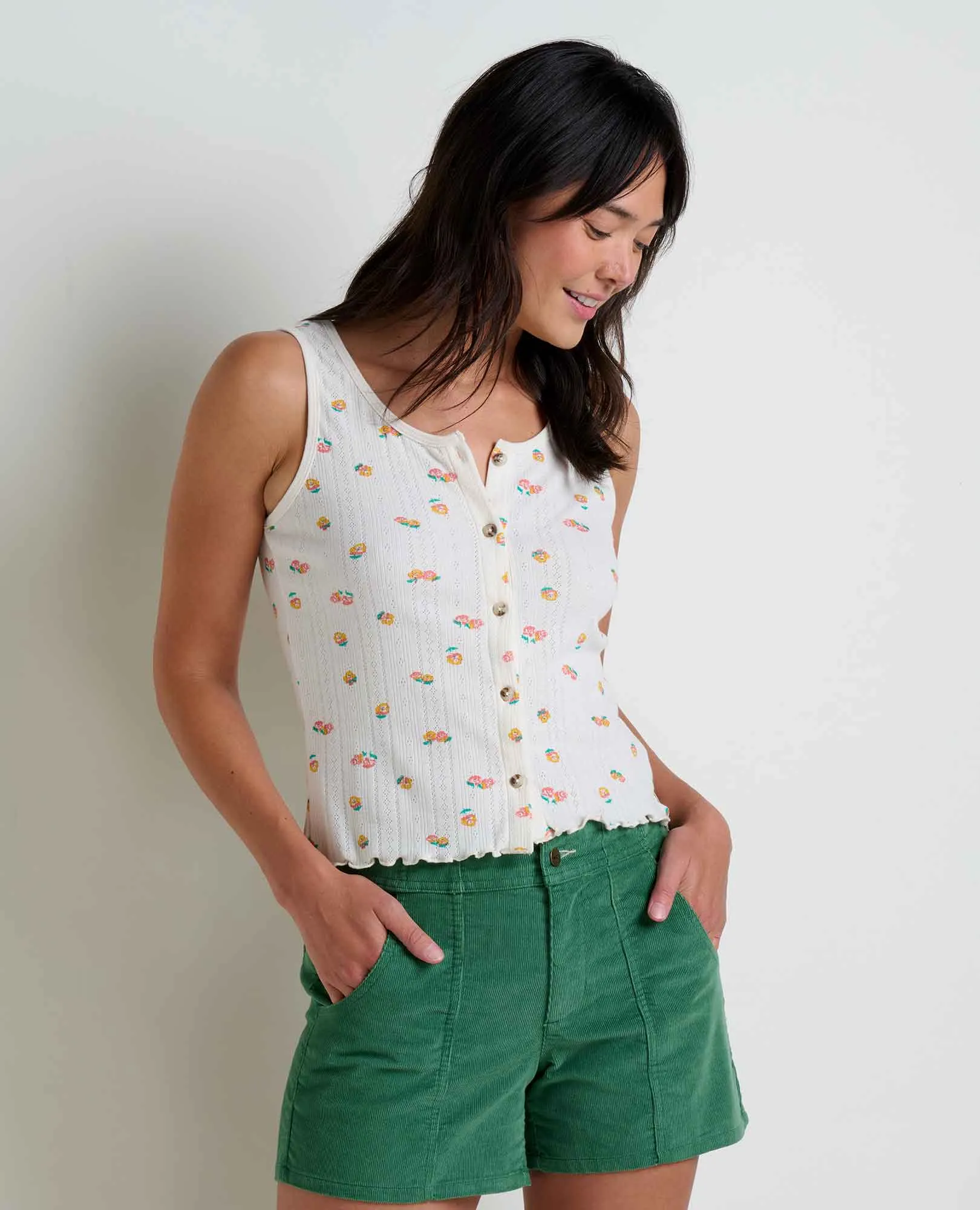 Foothill Pointelle Button Tank