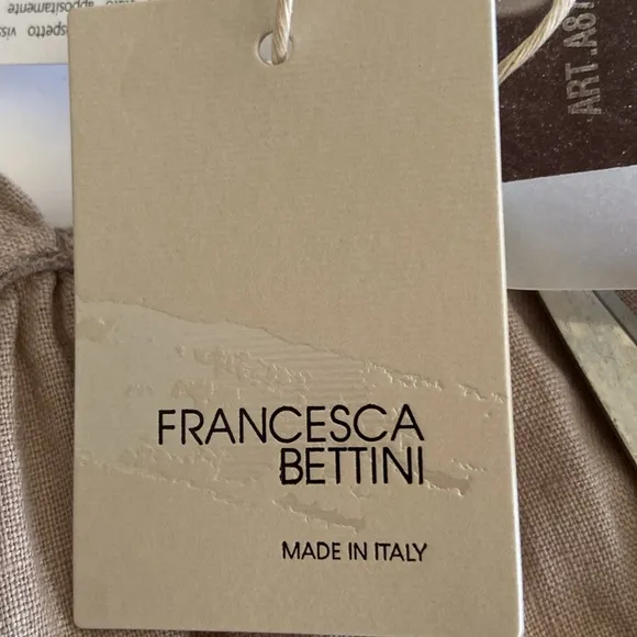 Francesca Bettini NWT Size Large Tan 100% Linen Sleeveless Sundress 3441