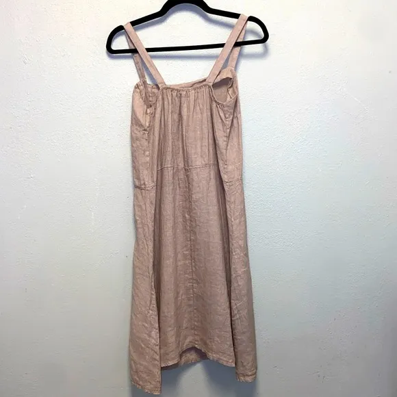 Francesca Bettini NWT Size Large Tan 100% Linen Sleeveless Sundress 3441