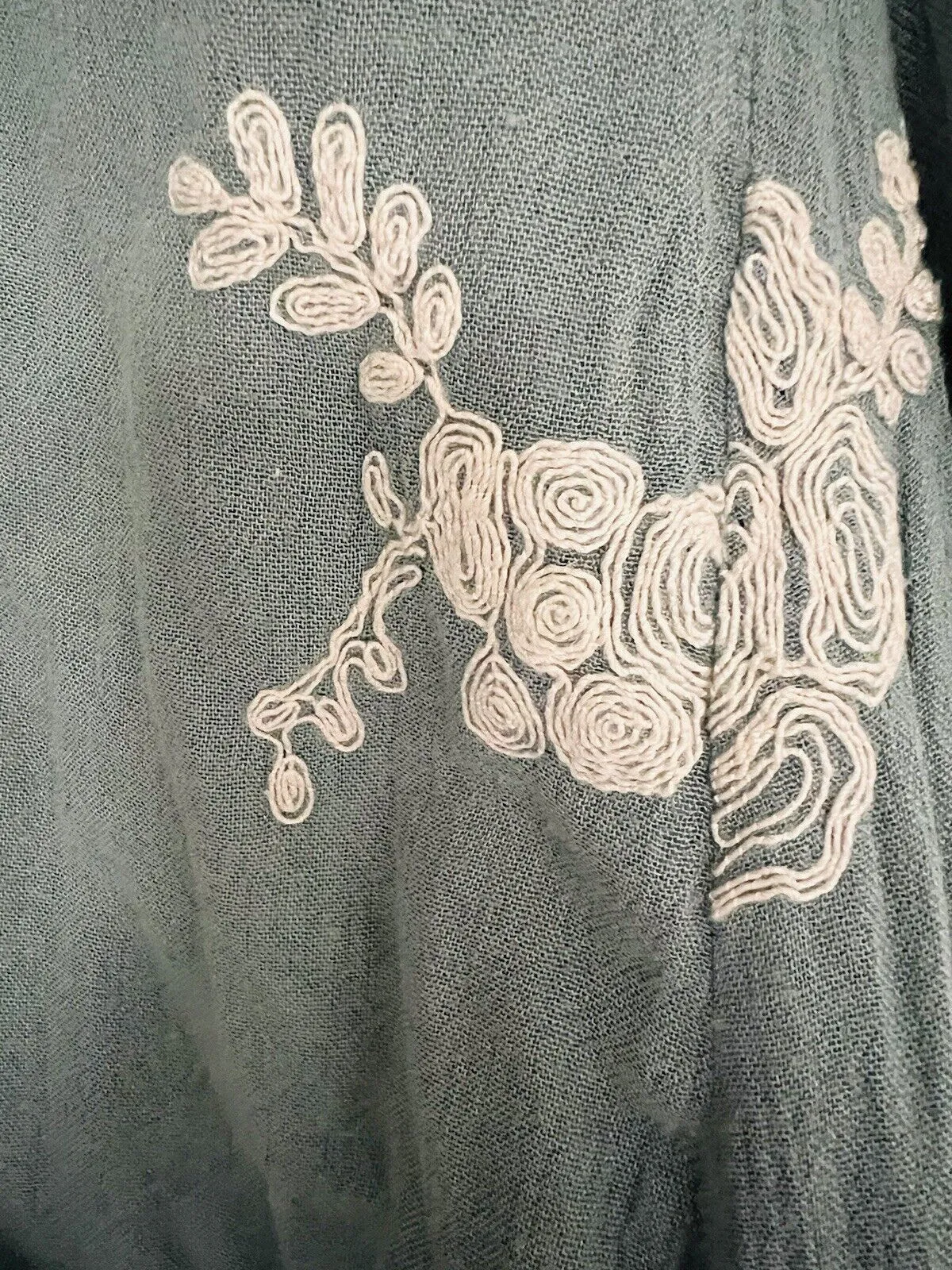 FREE PEOPLE Womens Dress Sage Green Crinkle Floral A Line Cut Out Boho